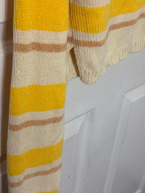 NEW l*space Sun Seeker Sweater Yellow & Cream Striped Cropped Knit Top size XS - Picture 6 of 8